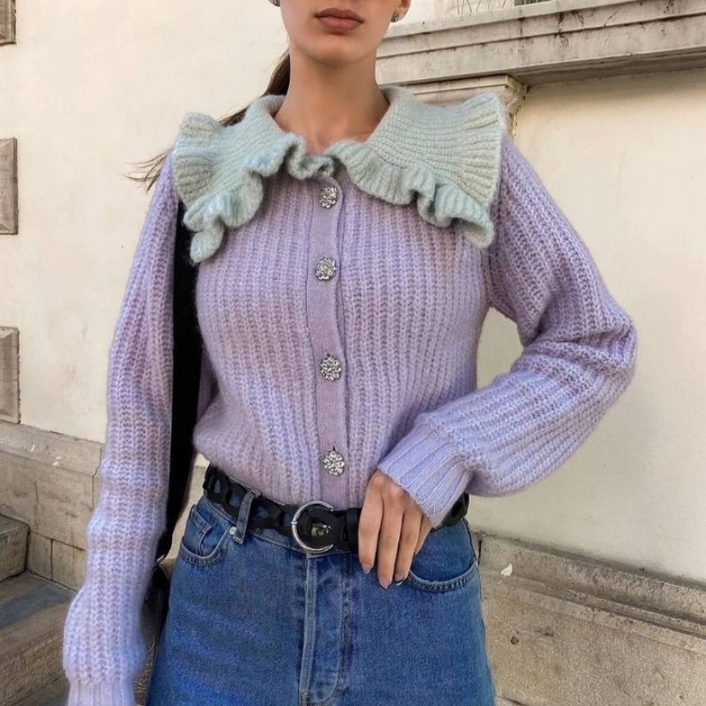 ZARA Combination bib collar knit cardigan